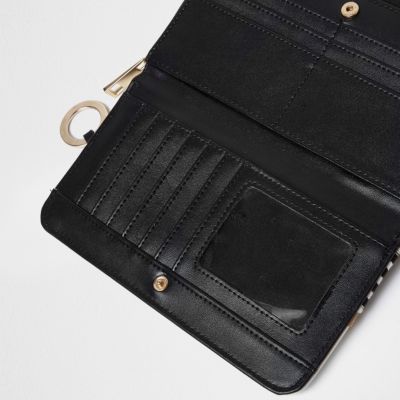 White striped zip around purse